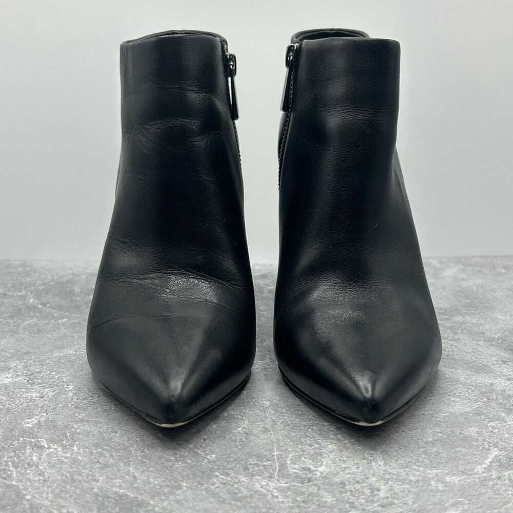 Michael Kors Paloma Black Bootie Boots Size 6.5 M Leather Block Heels Pointed - Picture 3 of 16